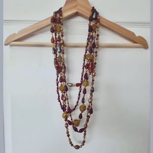 Multi Strand Beaded Necklace - Brown Gold Iridescent - H&M